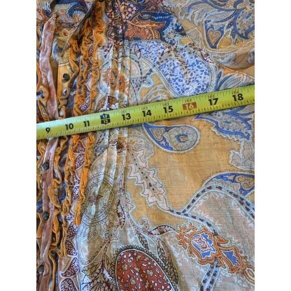 Soft Surrounding Button Up Blouse Women M Boho Floral Rayon Shirt Western - Picture 10 of 11